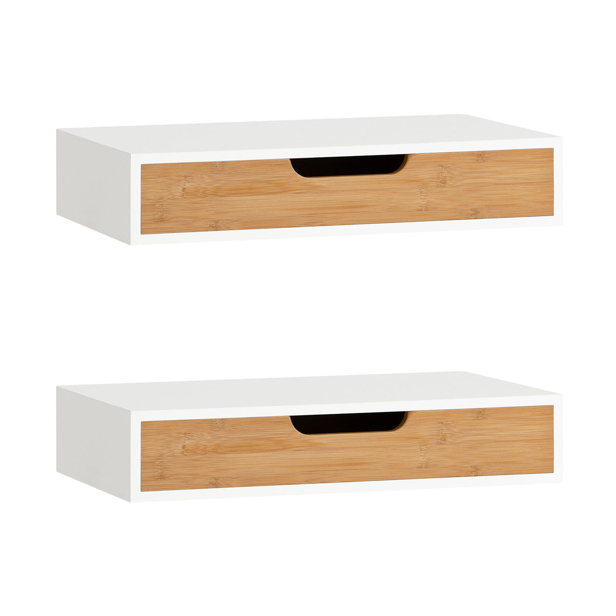 SoBuy FRG92-WNX2, Set 2 of Floating Shelf Storage Display, Wall Mounted Drawer, White