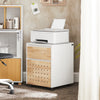 Sobuy ASK06-WN, Home Office Mobile File Cabinet Printer Stand Storage Cabinet on Wheels, White and Natural