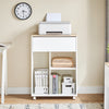Sobuy ASK10-WN, Home Office Mobile File Cabinet Printer Stand Side Cabinet on Wheels, White and Natural