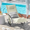 SoBuy OGS28-MI, Outdoor Garden Rocking Sun Lounger Recliner Relaxing Chair with Headrest and Side Bag, Beige
