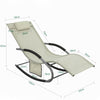 SoBuy OGS28-MI, Outdoor Garden Rocking Sun Lounger Recliner Relaxing Chair with Headrest and Side Bag, Beige