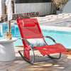 SoBuy OGS28-R, Outdoor Garden Rocking Sun Lounger Recliner Relaxing Chair with Headrest and Side Bag, Red