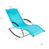 SoBuy OGS28-HBx2, Set of 2 Outdoor Garden Rocking Sun Lounger Recliner Relaxing Chair with Headrest and Side Bag, Blue