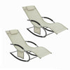 SoBuy OGS28-MIx2, Set of 2 Outdoor Garden Rocking Sun Lounger Recliner Relaxing Chair with Headrest and Side Bag, Beige