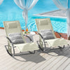 SoBuy OGS28-MIx2, Set of 2 Outdoor Garden Rocking Sun Lounger Recliner Relaxing Chair with Headrest and Side Bag, Beige