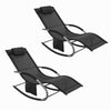 SoBuy OGS28-SCHx2, Set of 2 Outdoor Garden Rocking Sun Lounger Recliner Relaxing Chair with Headrest and Side Bag, Black