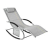 SoBuy OGS28-HG, Outdoor Garden Rocking Sun Lounger Recliner Relaxing Chair with Headrest and Side Bag, Grey