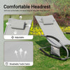 SoBuy OGS28-HGx2, Set of 2 Outdoor Garden Rocking Sun Lounger Recliner Relaxing Chair with Headrest and Side Bag, Grey