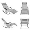 SoBuy OGS28-HGx2, Set of 2 Outdoor Garden Rocking Sun Lounger Recliner Relaxing Chair with Headrest and Side Bag, Grey