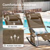 SoBuy OGS28-BR, Outdoor Garden Rocking Sun Lounger Recliner Relaxing Chair with Headrest and Side Bag, Brown