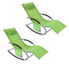 SoBuy OGS28-GRx2, Set of 2 Outdoor Garden Rocking Sun Lounger Recliner Relaxing Chair with Headrest and Side Bag, Green