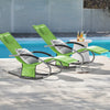 SoBuy OGS28-GRx2, Set of 2 Outdoor Garden Rocking Sun Lounger Recliner Relaxing Chair with Headrest and Side Bag, Green