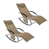 SoBuy OGS28-BRx2, Set of 2 Outdoor Garden Rocking Sun Lounger Recliner Relaxing Chair with Headrest and Side Bag, Brown