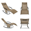 SoBuy OGS28-BRx2, Set of 2 Outdoor Garden Rocking Sun Lounger Recliner Relaxing Chair with Headrest and Side Bag, Brown