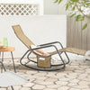 SoBuy OGS47-KA, Indoor Outdoor Garden Rocking Sun Lounger Recliner Relaxing Chair with Side Bag, Brown