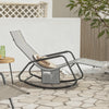 SoBuy OGS47-HG, Indoor Outdoor Garden Rocking Sun Lounger Recliner Relaxing Chair with Side Bag, Grey