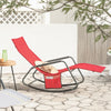 SoBuy OGS47-R, Indoor Outdoor Garden Rocking Sun Lounger Recliner Relaxing Chair with Side Bag, Red