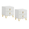 SoBuy FBT115-Wx2, Set of 2 Bedside Table Bedside Cabinet Nightstand with 2 Drawers, Side Table for Bedroom Living Room White W40 x D40 x H47cm