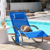 SoBuy OGS28-KB, Outdoor Garden Rocking Sun Lounger Recliner Relaxing Chair with Headrest and Side Bag, Sapphire Blue