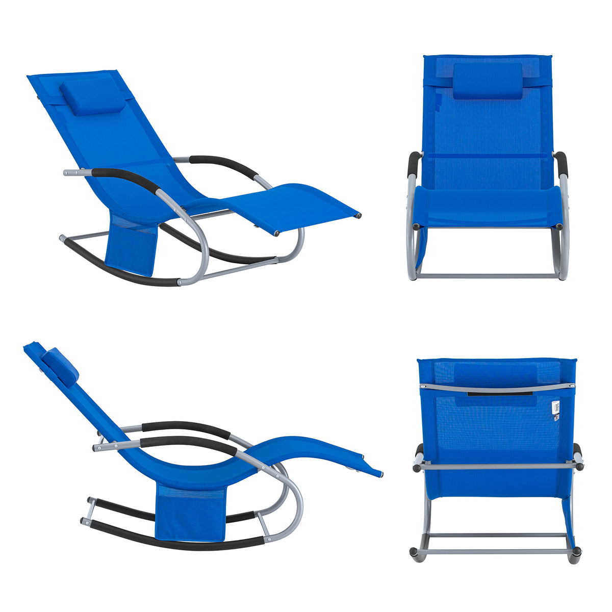 SoBuy OGS28-KB, Outdoor Garden Rocking Sun Lounger Recliner Relaxing Chair with Headrest and Side Bag, Sapphire Blue