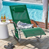 SoBuy OGS28-WD, Outdoor Garden Rocking Sun Lounger Recliner Relaxing Chair with Headrest and Side Bag, Dark Green