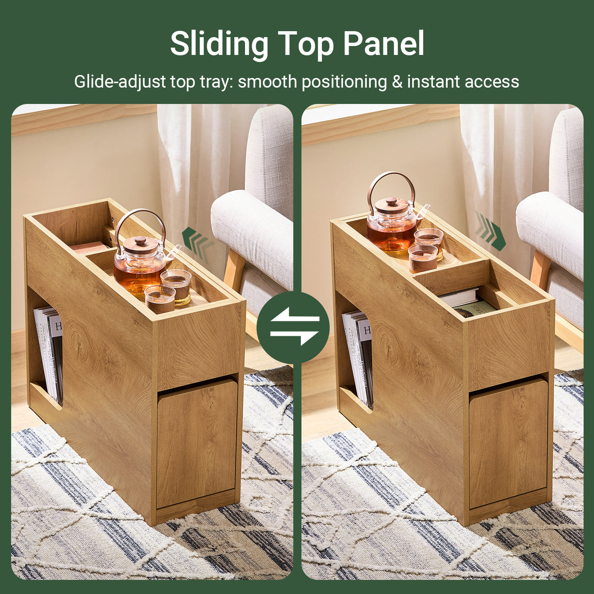 SoBuy FBT158-N Slim Sofa Side Table with Removable Tray & Drawer – 25cm Wide, Living Room & Bedroom End Table, Wood