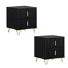 SoBuy FBT115-SCHx2, Set of 2 Bedside Table Bedside Cabinet Nightstand with 2 Drawers, Side Table for Bedroom Living Room Black W40 x D40 x H47cm