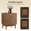 SoBuy FBT170-N, Vintage Bedside Table with 2 Drawers, Wooden Side Table with Rubber Wood Legs, Nightstand for Bedroom, Living Room, and Study, Brown, W45 x D40 x H58 cm