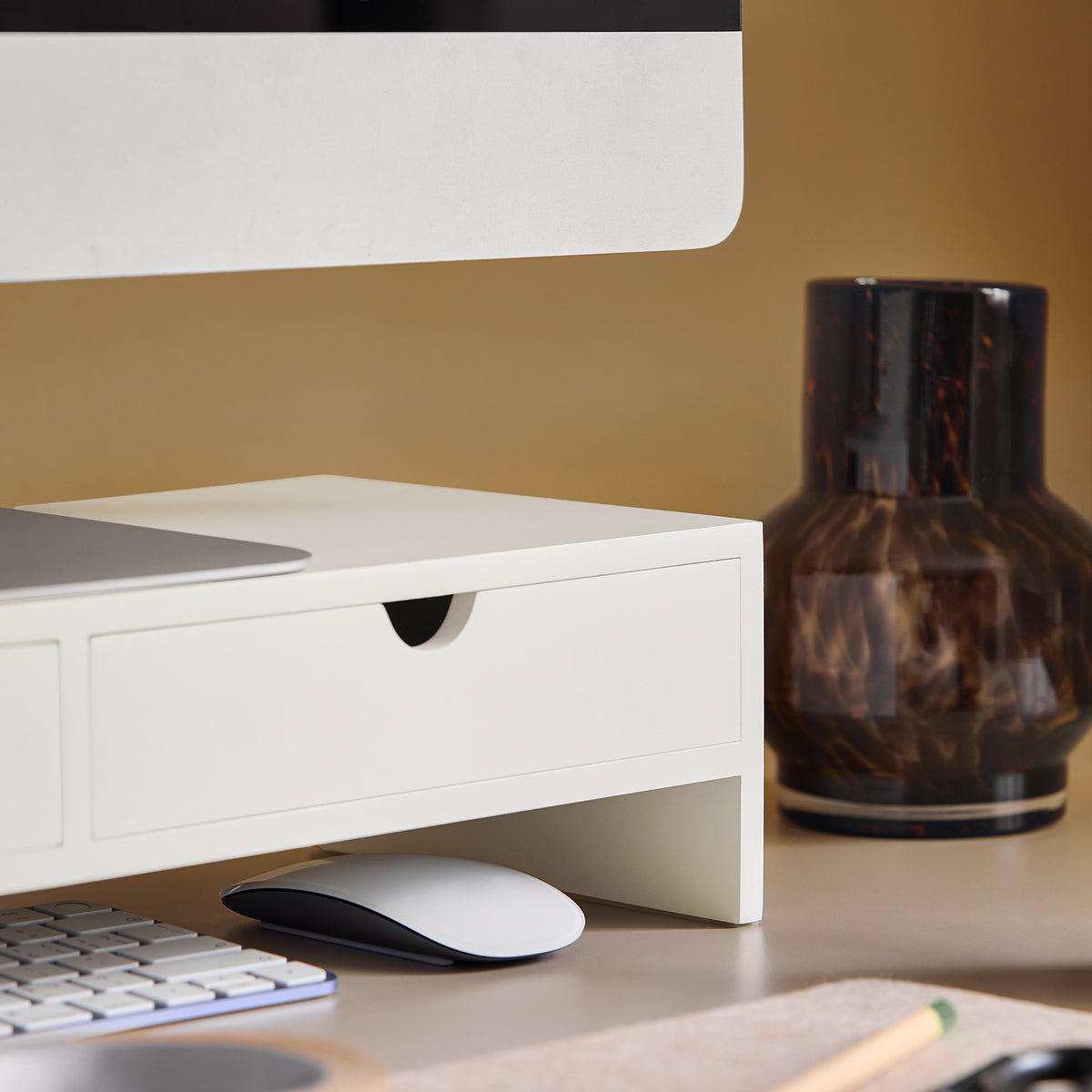 SoBuy BBF02-W, Monitor Stand Computer Screen Monitor Riser Desk Organizer, White