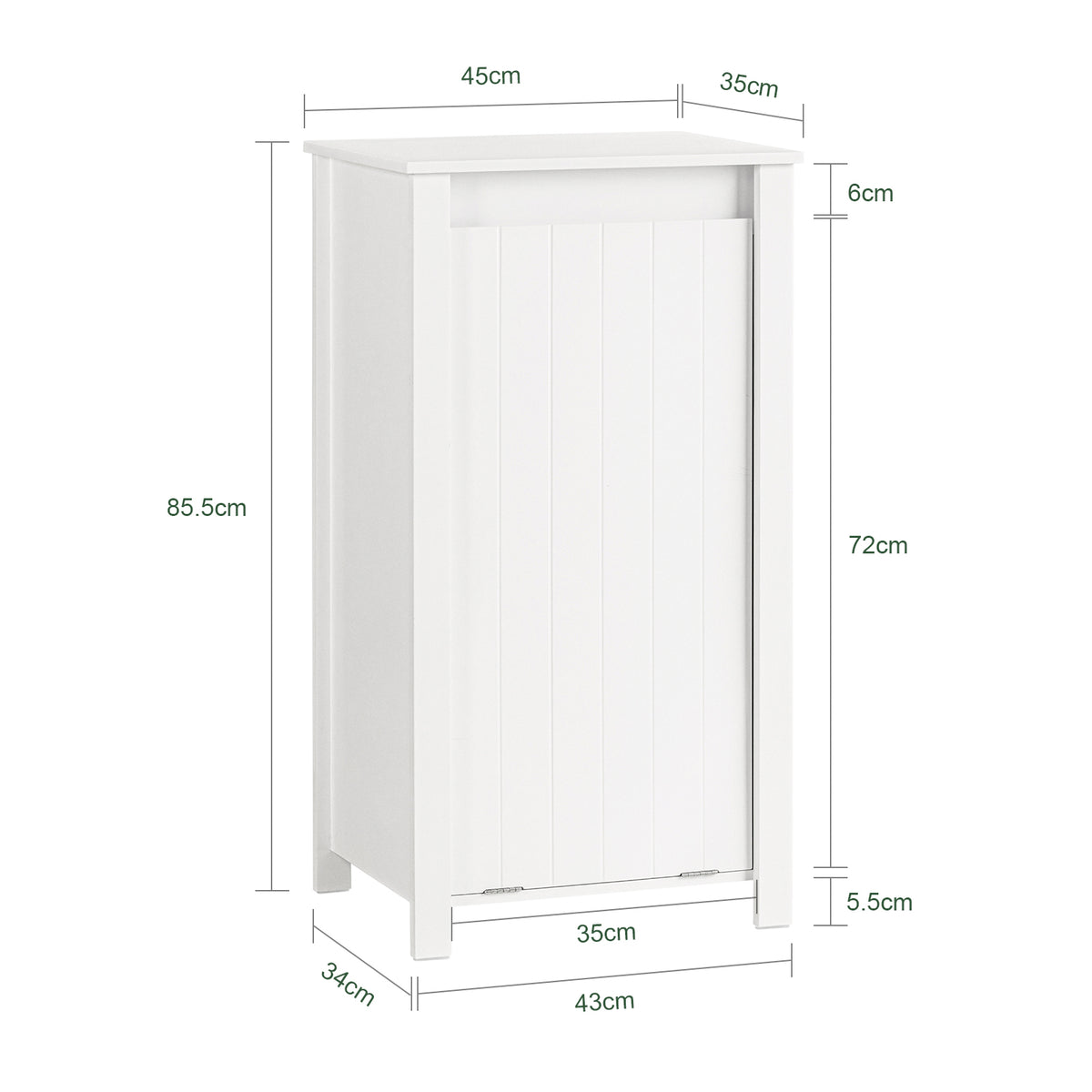 SoBuy BZR100-W laundry cabinet dimensions W45 x D35 x H85.5cm size guide