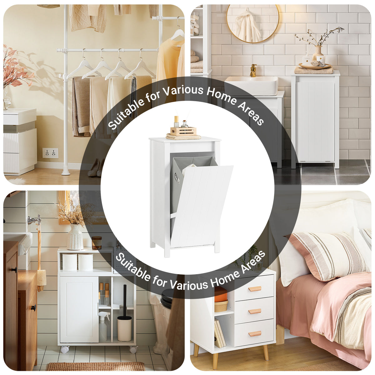 SoBuy BZR100-W laundry cabinet suitable for bathroom, bedroom, hallway and utility room