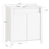 SoBuy BZR101-W, Bathroom Under Sink Cabinet – Compact Sink Cabinet with Doors, Adjustable Shelf & Pipe Cover – Small Bathroom Storage Unit, White, 60x66x34cm