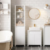 SoBuy BZR102-W, Bathroom Tall Cabinet with Laundry Basket – Narrow Bathroom Storage Cabinet with Folding Laundry Bag, Space-Saving Storage Cupboard in Wood, White, 45 x 171 x 35 cm
