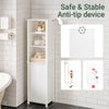 SoBuy BZR102-W, Bathroom Tall Cabinet with Laundry Basket – Narrow Bathroom Storage Cabinet with Folding Laundry Bag, Space-Saving Storage Cupboard in Wood, White, 45 x 171 x 35 cm