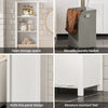 SoBuy BZR102-W, Bathroom Tall Cabinet with Laundry Basket – Narrow Bathroom Storage Cabinet with Folding Laundry Bag, Space-Saving Storage Cupboard in Wood, White, 45 x 171 x 35 cm