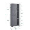 SoBuy BZR104-DG, Tall Bathroom Storage Cabinet with Laundry Basket Slim Freestanding Bathroom Unit, Narrow Storage Cupboard with Shelves, Bathroom Towel Storage, Grey 60x37x171 cm