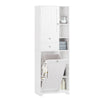SoBuy BZR104-W, Tall Bathroom Storage Cabinet with Laundry Basket Slim Freestanding Bathroom Unit, Narrow Storage Cupboard with Shelves, Bathroom Towel Storage, White 60x37x171 cm
