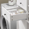 SoBuy BZR104-W, Tall Bathroom Storage Cabinet with Laundry Basket Slim Freestanding Bathroom Unit, Narrow Storage Cupboard with Shelves, Bathroom Towel Storage, White 60x37x171 cm