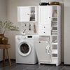 SoBuy BZR104-W, Tall Bathroom Storage Cabinet with Laundry Basket Slim Freestanding Bathroom Unit, Narrow Storage Cupboard with Shelves, Bathroom Towel Storage, White 60x37x171 cm