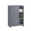 SoBuy BZR105-DG, Laundry Cabinet Chest Bathroom Storage Cabinet with Laundry Basket and 3 Storage Compartments, Grey