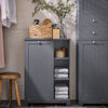 SoBuy BZR105-DG, Laundry Cabinet Chest Bathroom Storage Cabinet with Laundry Basket and 3 Storage Compartments, Grey