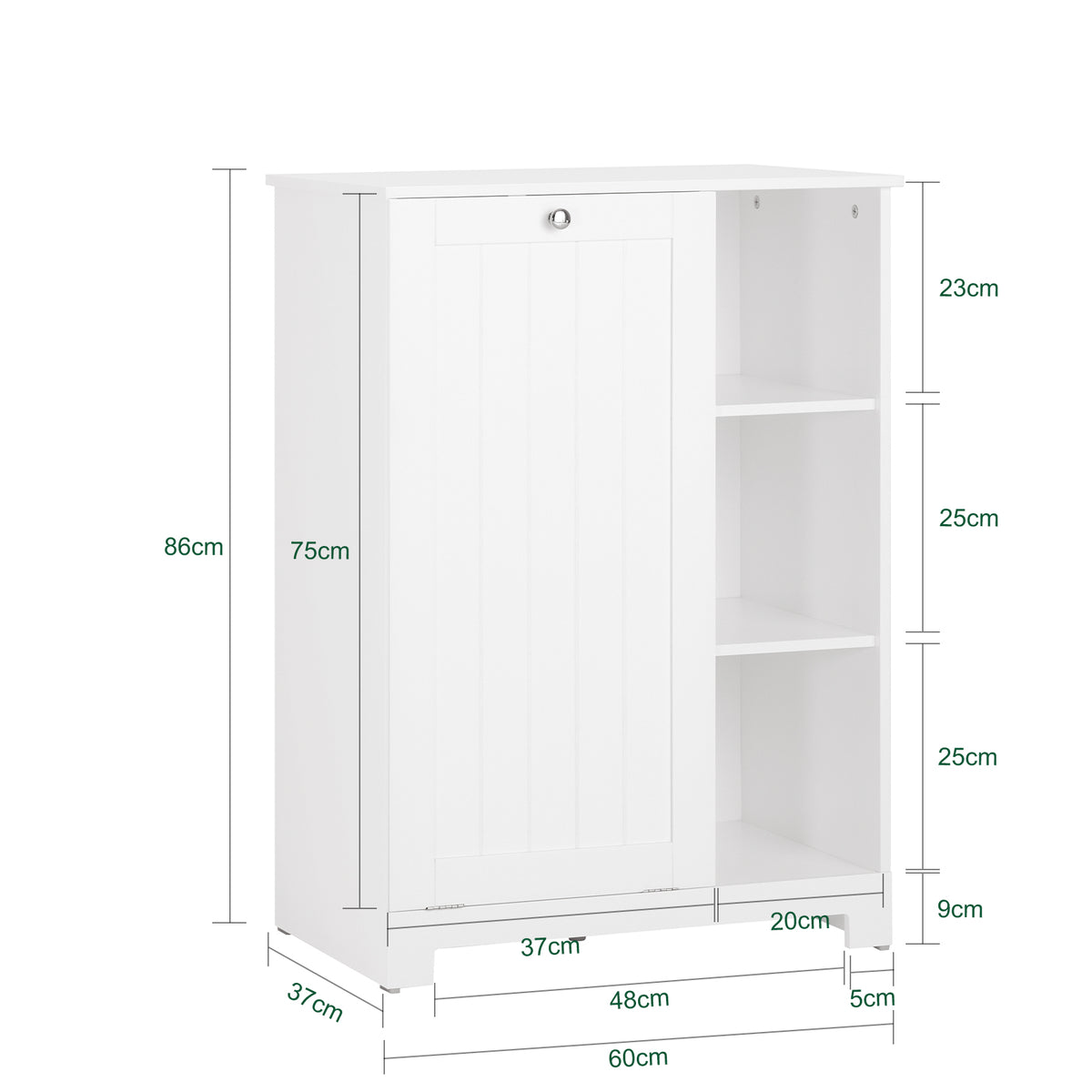 SoBuy BZR105-W, Laundry Cabinet Chest Bathroom Storage Cabinet with Laundry Basket, White