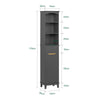 SoBuy BZR112-DG, Bathroom Storage Cabinet Tall Slim Freestanding Unit with 3 Open Shelves and Drawer Narrow Bathroom Storage for Small Spaces Grey 35 x 30 x 170 cm