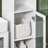 SoBuy BZR118-W, Bathroom Tall Cabinet Tall Cupboard Storage Cabinet with 2 Glass Doors, White