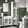 SoBuy BZR118-W, Bathroom Tall Cabinet Tall Cupboard Storage Cabinet with 2 Glass Doors, White