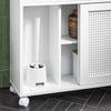 SoBuy BZR119-W, Bathroom Storage Cabinet with 2 Sliding Doors, Toilet Paper Roll Holder, White