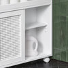 SoBuy BZR119-W, Bathroom Storage Cabinet with 2 Sliding Doors, Toilet Paper Roll Holder, White