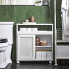 SoBuy BZR119-W, Bathroom Storage Cabinet with 2 Sliding Doors, Toilet Paper Roll Holder, White
