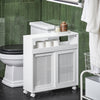SoBuy BZR119-W, Bathroom Storage Cabinet with 2 Sliding Doors, Toilet Paper Roll Holder, White