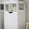 SoBuy BZR122-W, Bathroom Laundry Cabinet Bathroom Storage Cabinet with Laundry Basket, White